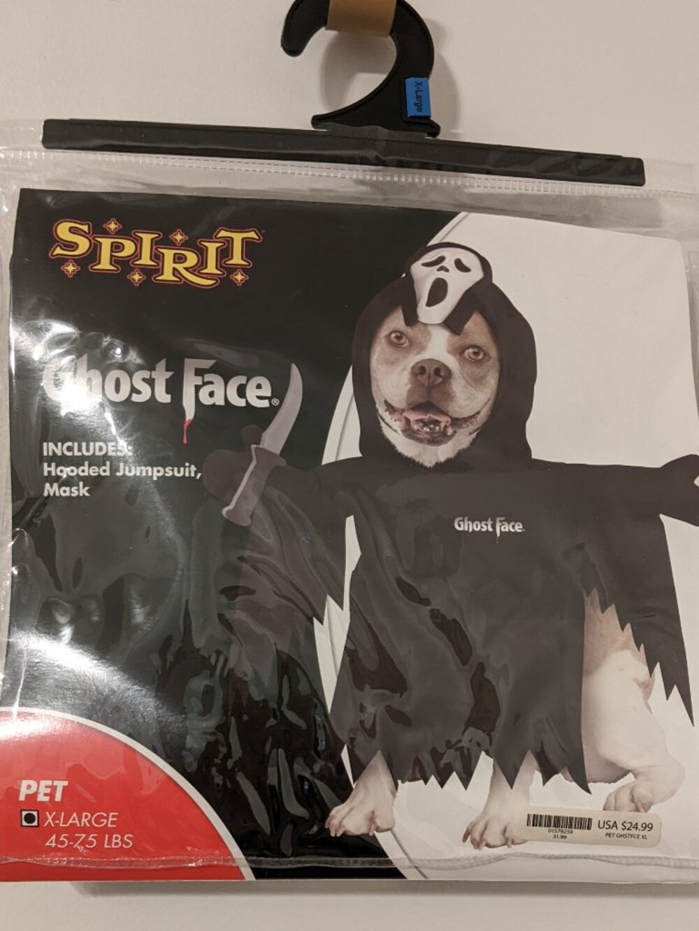 New Spirit Halloween Ghost Face XL 45#-75# Dog Costume Scream